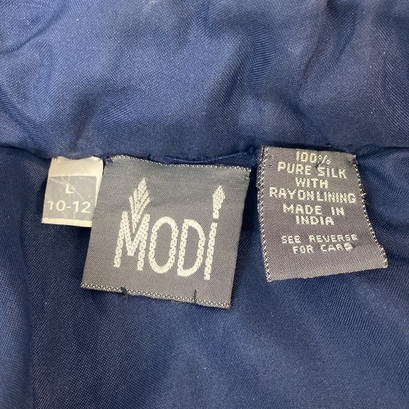 Vintage MODI Pure Silk USA Themed Jacket Pockets Large - Picture 10 of 13